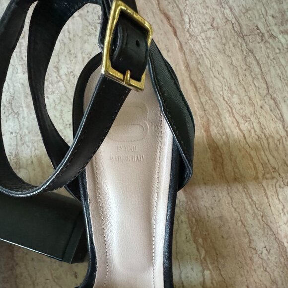 100% Leather Italy 39 Wide size 9 Platform Pump Sandal Ankle Strap BOX open toe - Picture 5 of 6